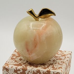 Marble Apple Paperweight with Gold Leaf